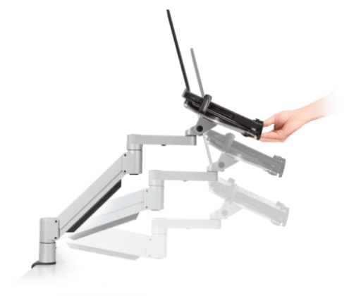 Support portable/tablette pour bras articulé 3 Support pour ordinateur portable en action